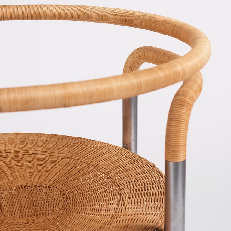 Poul Kjaerholm, a steel and rattan 'PK12' chair, E Kold Christensen, Denmark, early 1960s.