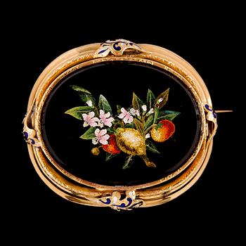 BROSCH, 18 k guld, Gustaf Möllenborg, Stockholm 1845. Tot vikt ca 35 g.
