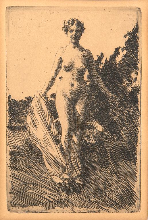 Anders Zorn, unsigned etching from Ord och Bild 1910.