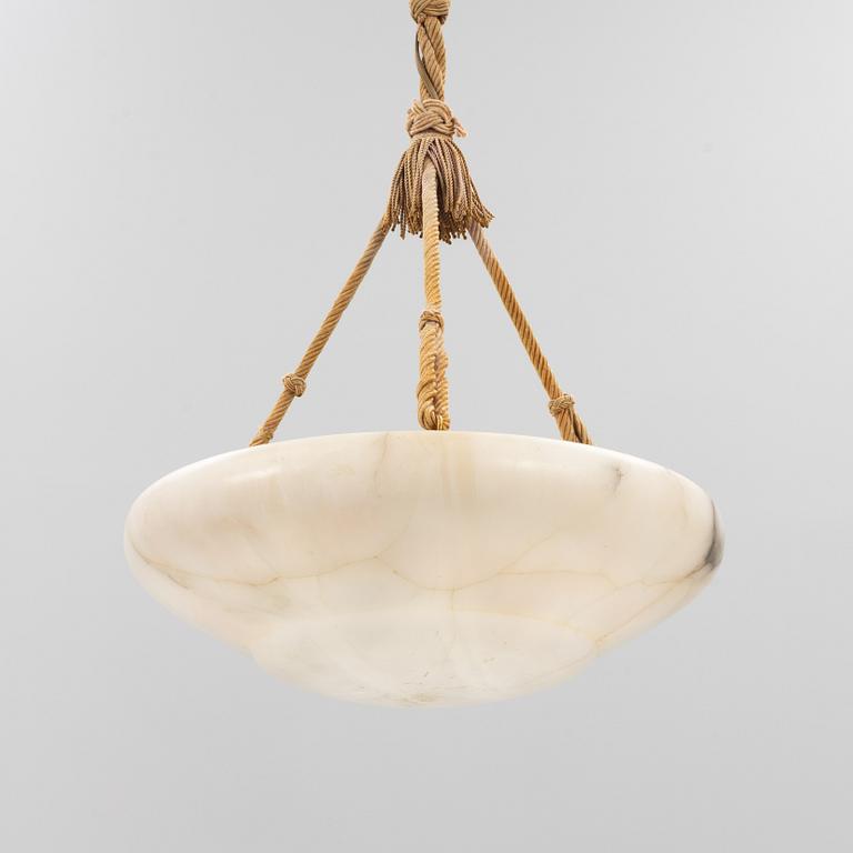 An alabaster ceiling lamp, 1920's.
