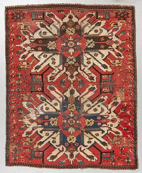 Matta, Antik sk "Sunburst Karabagh" eller "Eagle Kazak", ca 174 x 138 cm.