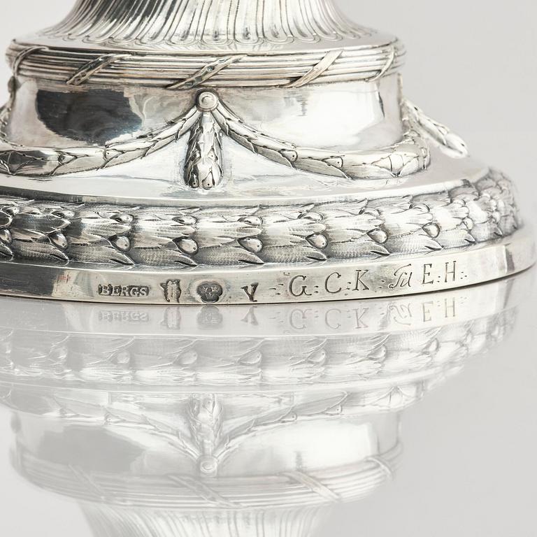 A pair of 18th century silver candlesticks, marks of Julius Marianus Bergs, Stockholm 1781.