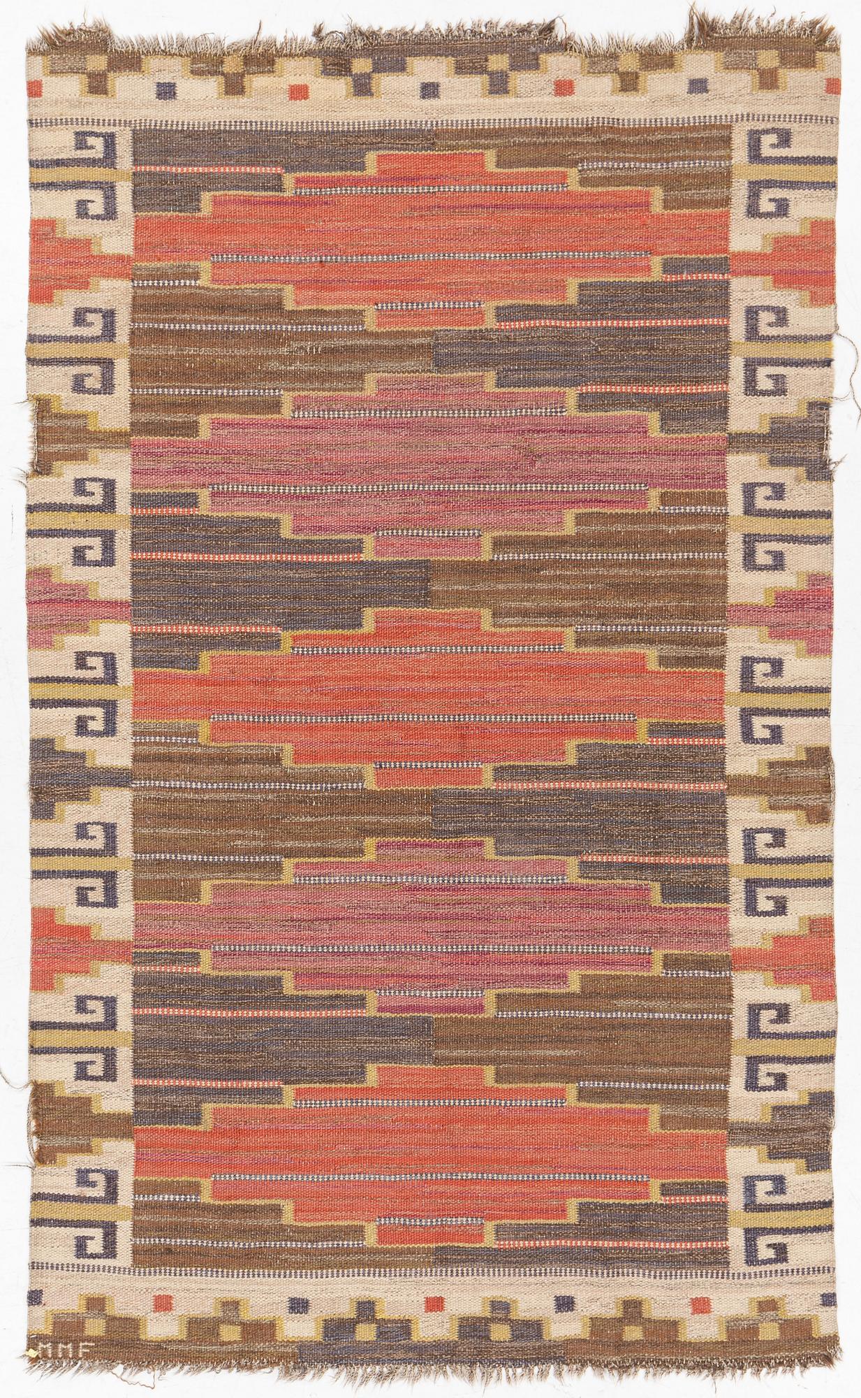 Märta Måås-Fjetterström, matta. "Bruna heden", rölakan, ca 255 x 148 cm, signerad MMF.