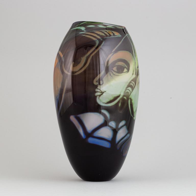 Eva Englund, a unique 'graal' glass vase, Muraya, Sweden 1990.