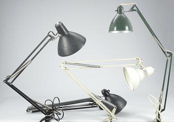 SKRIVBORDSLAMPOR, 4st, Luxo, Jac. Jacobsen AB, Göteborg, 1900-tal.