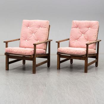 ELSA STACKELBERG, a pair of pine garden armchairs from Fri Form AB.