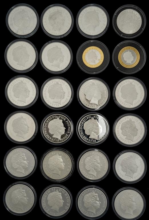 KOKOELMA MUISTORAHOJA, 24 kpl, hopeaa, Olympialaiset, Lontoo 2012.