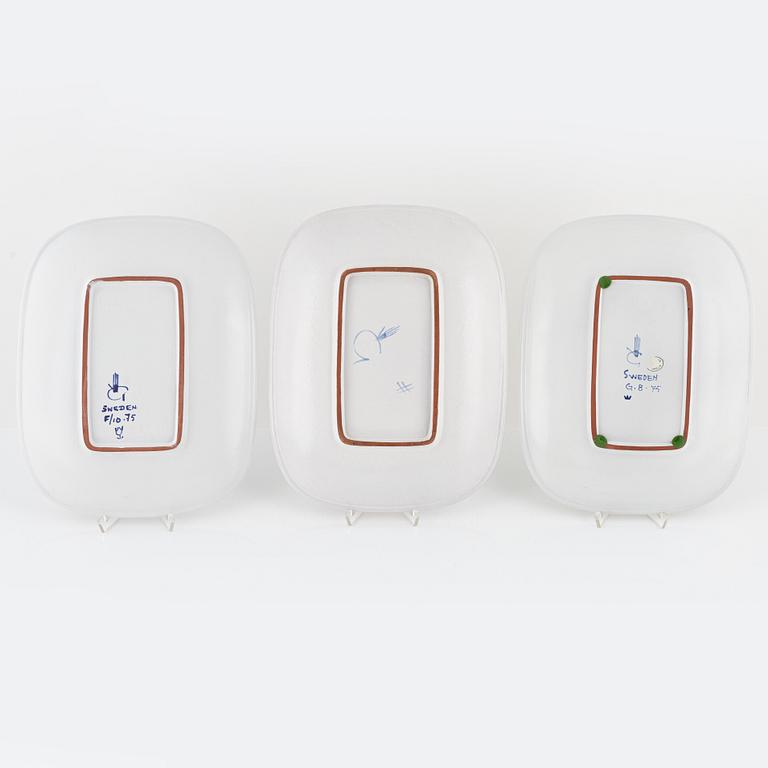 Stig Lindberg, three dishes, Gustavsbergs studio.