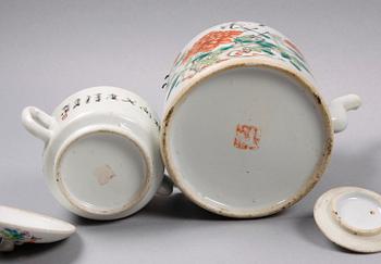 PARTI PORSLIN, 5 delar, Kina, 1800-1900-tal.