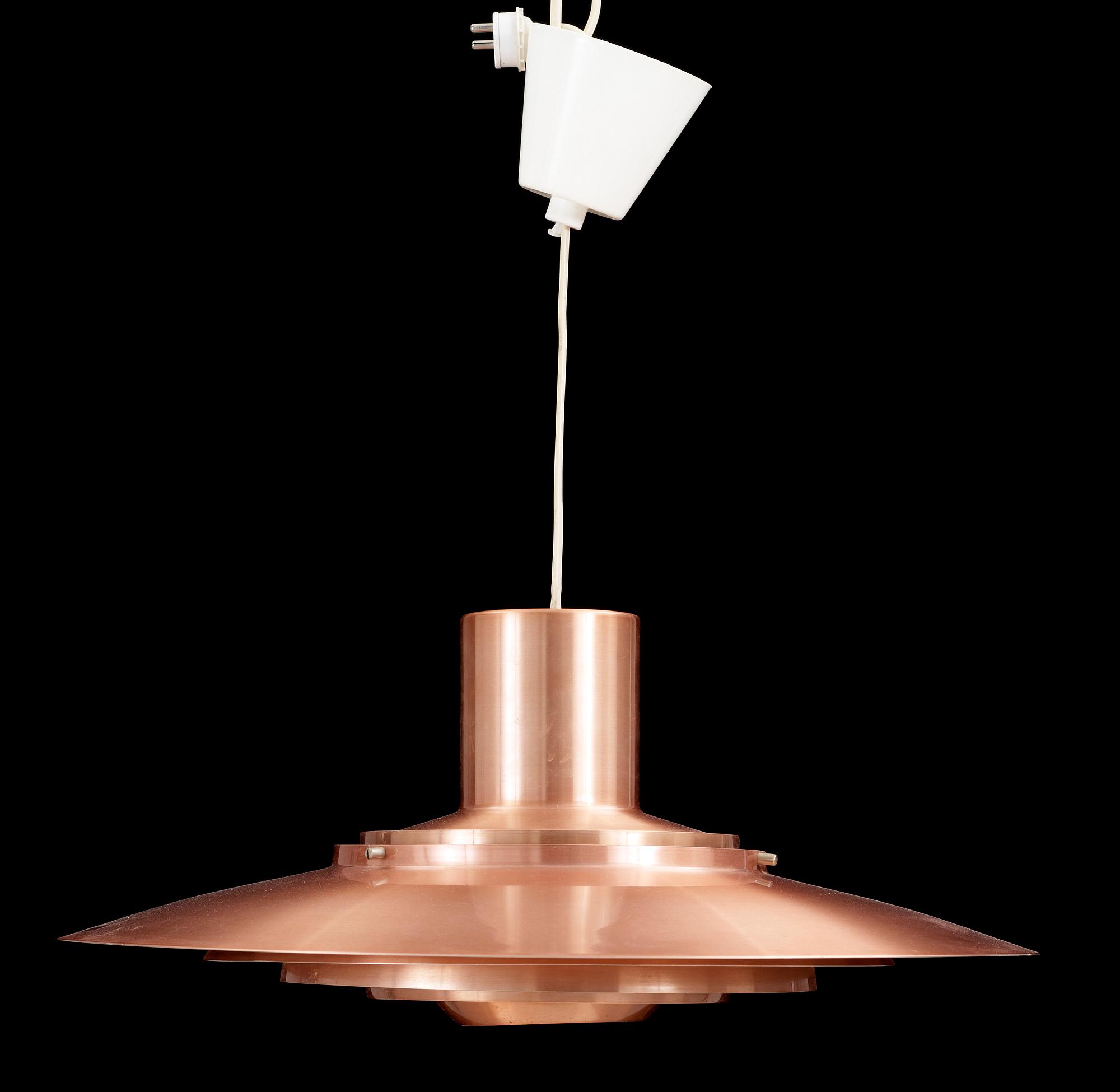 TAKLAMPA, koppar, Preben Fabricus & Jörgen Kastholm, för Nordisk Solar, 1960-tal. H 20.