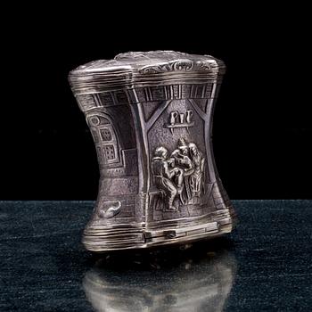 DUBBELSNUSDOSA, silver, oidentifierade stämplar, Mellaneuropa, 1800-tal. Vikt ca 121 g.
