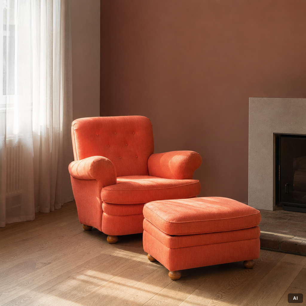 Josef Frank, Armchair with footstool, model 336, Svenskt Tenn.