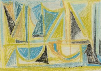 Bengt Lindström, pastel, signed and dated 1950.