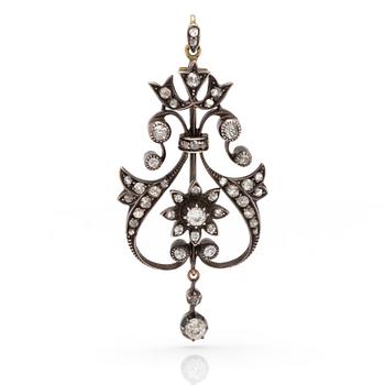 A pendant with rose and old-cut diamonds.