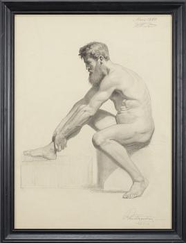 Robert Thegerström · ROBERT THEGERSTRÖM, kol på papper, Signerad Robert Thegerström och approberad mars 1880.