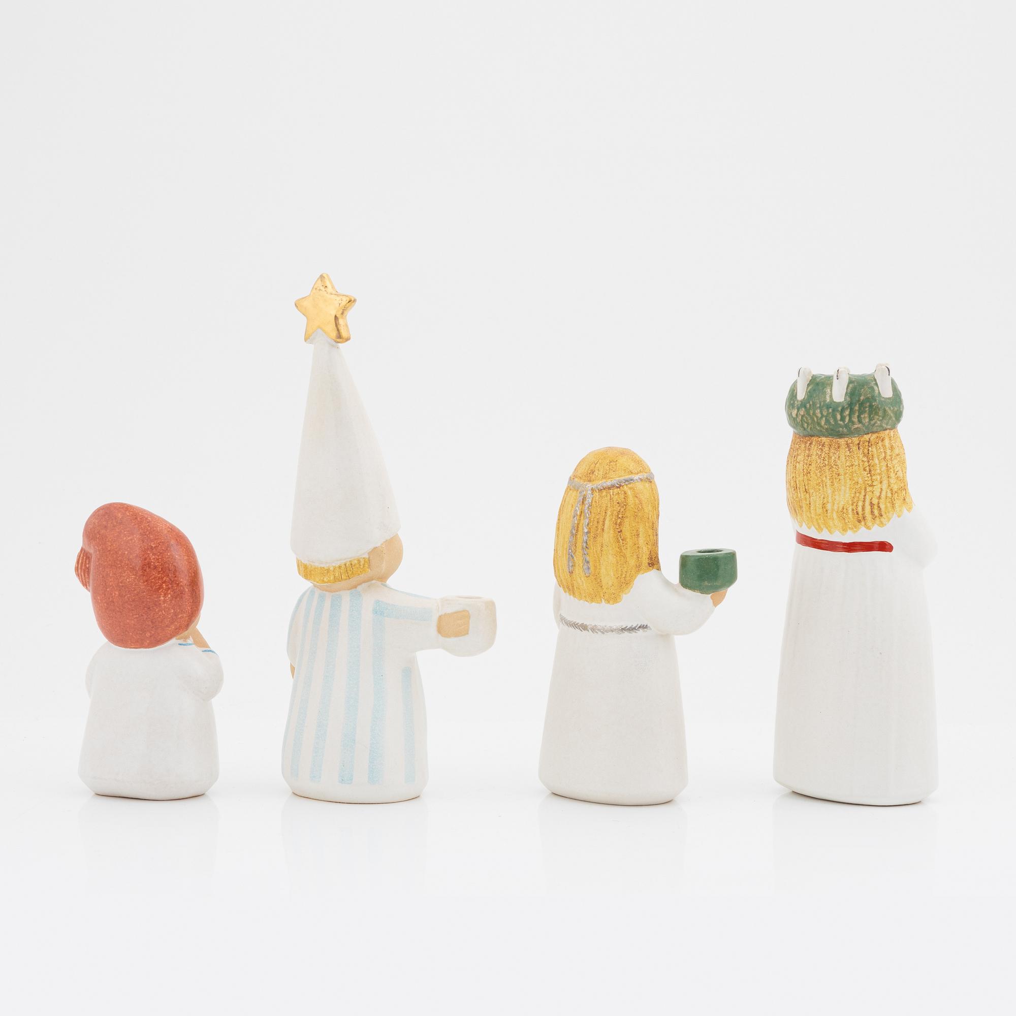 Lisa Larson, four stoneware Lucia figurines, K-studion, Gustavsberg.