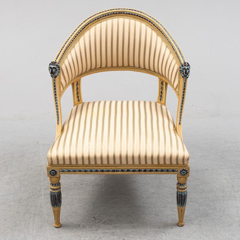 BALJFÅTÖLJ, sengustavianskt stockholmsarbete, tidigt 1800-tal.