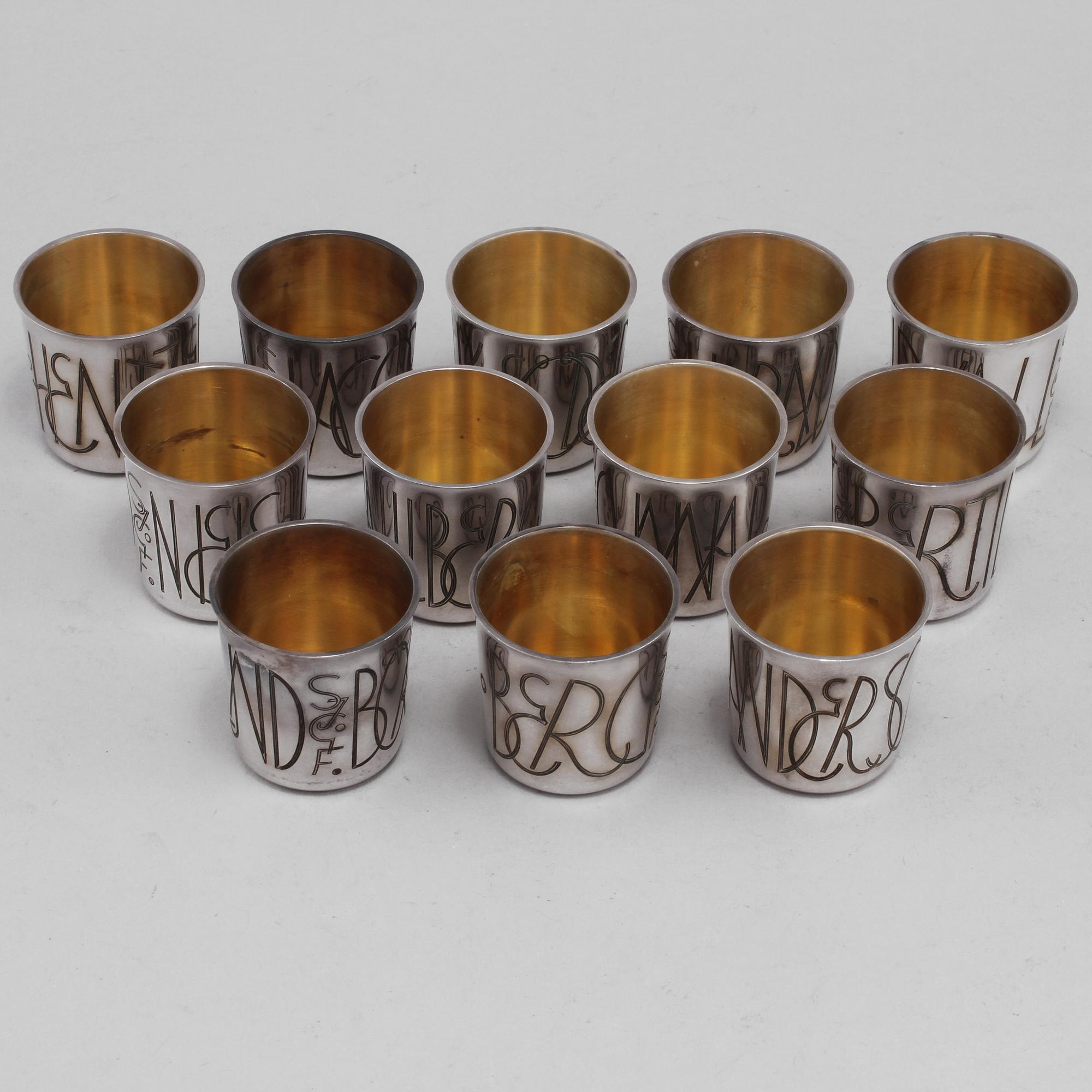 BÄGARE, 12 st, silver, Sven Arne Gillgren, GAB, Stockholm, 1951. Vikt 685 g.