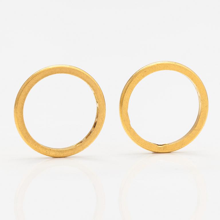 Sormuksia, 2 kpl, 969-kultaa. Westrback, Helsinki 1928 ja 1929.