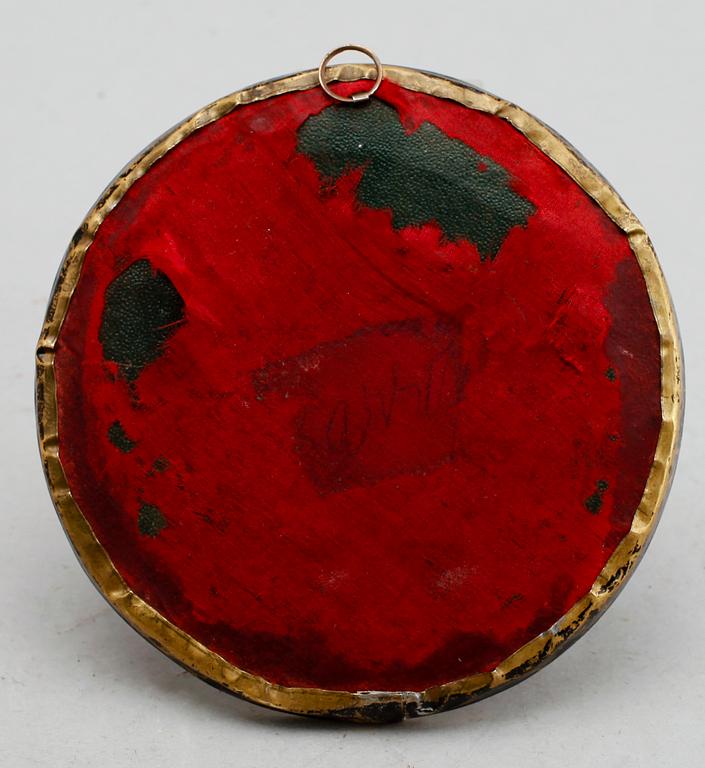 MINIATYRMÅLNING, tidigt 1800-tal, möjligen Limoges, otydligt signerad.