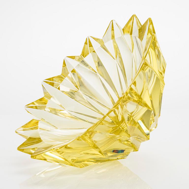 Aimo Okkolin, skål, "Näckros", signerad Aimo Okkolin Riihimäen Lasi Oy.