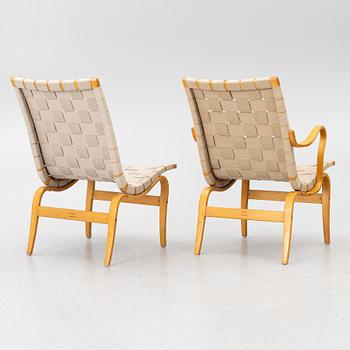 Bruno Mathsson, a matched pair of 'Eva' easy chairs, Firma Karl Mathsson, Värnamo, 1961.