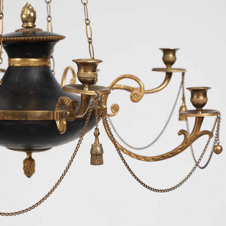 A late Gustavian early 19th century eight-light hanging-lamp.