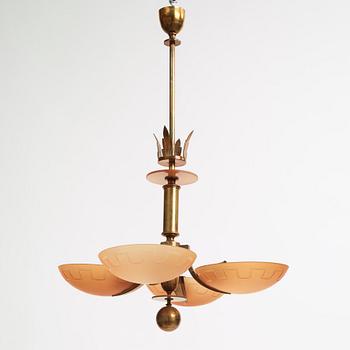 Harald Notini, chandelier, model "10034", Arvid Böhlmarks Lamp Factory, 1930s.