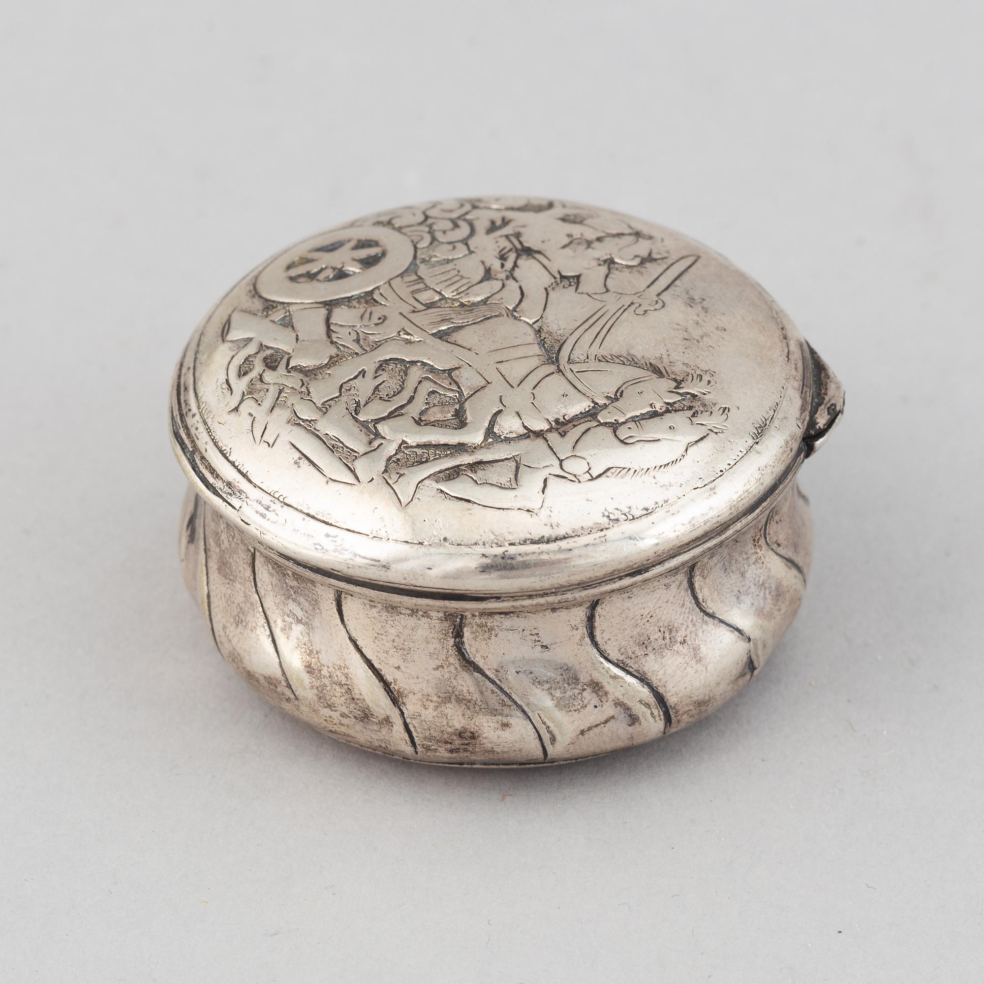 A rococo silver box, with later marks of Nils Vendelius, Uppsala 1857.