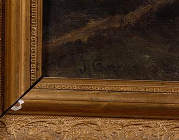 OKÄND KONSTNÄR. Olja på duk, 1800/1900-tal. Sign.