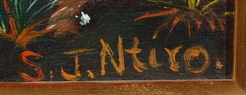 SAM J NTIRO, olja på pannå, sign.