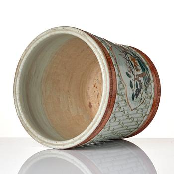 A 'faux-bois' brush pot/flower pot, Qing dynasty.
