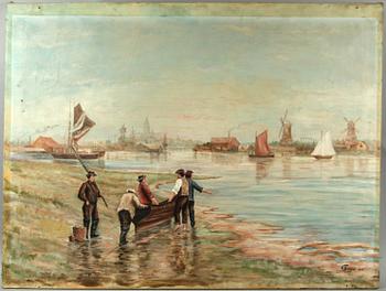 OKÄND KONSTNÄR, olja på duk, sign N. Benzon och dat 1898.