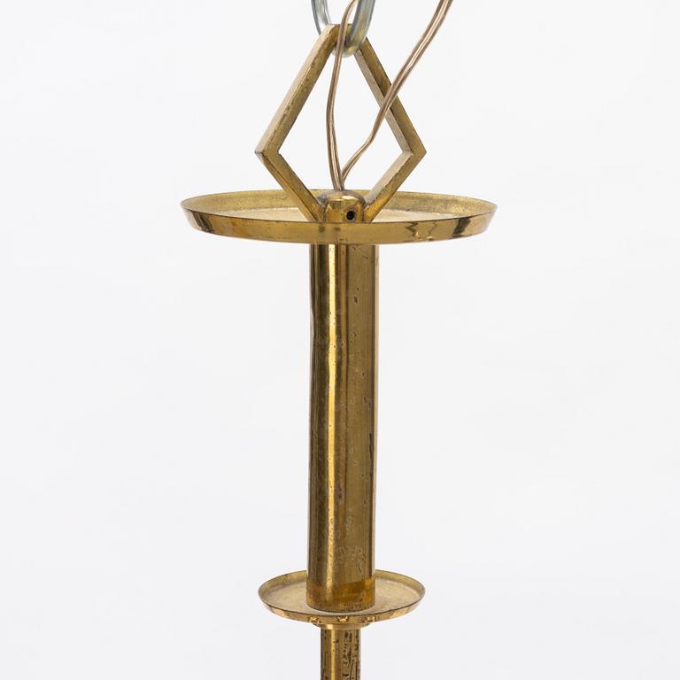 A ceiling brass lamp, ca 1930-/40's.