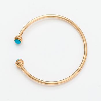 Piaget, A "Possession" bracelet made of 18K gold with turquoises. Marked Piaget R58367, 15.