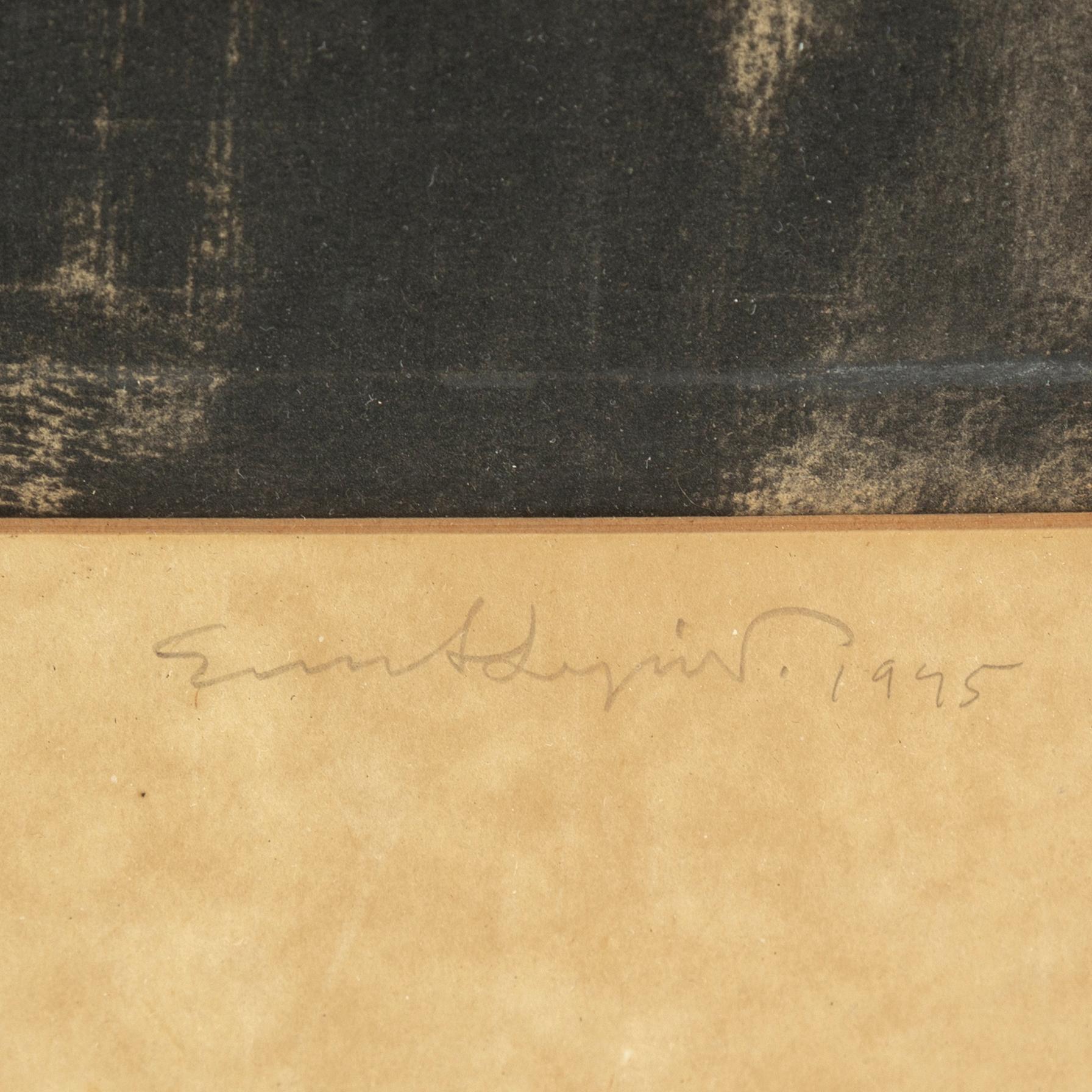 EVERT LUNDQUIST, charcoal drawing, signed and dated 1945 on the passepartout.