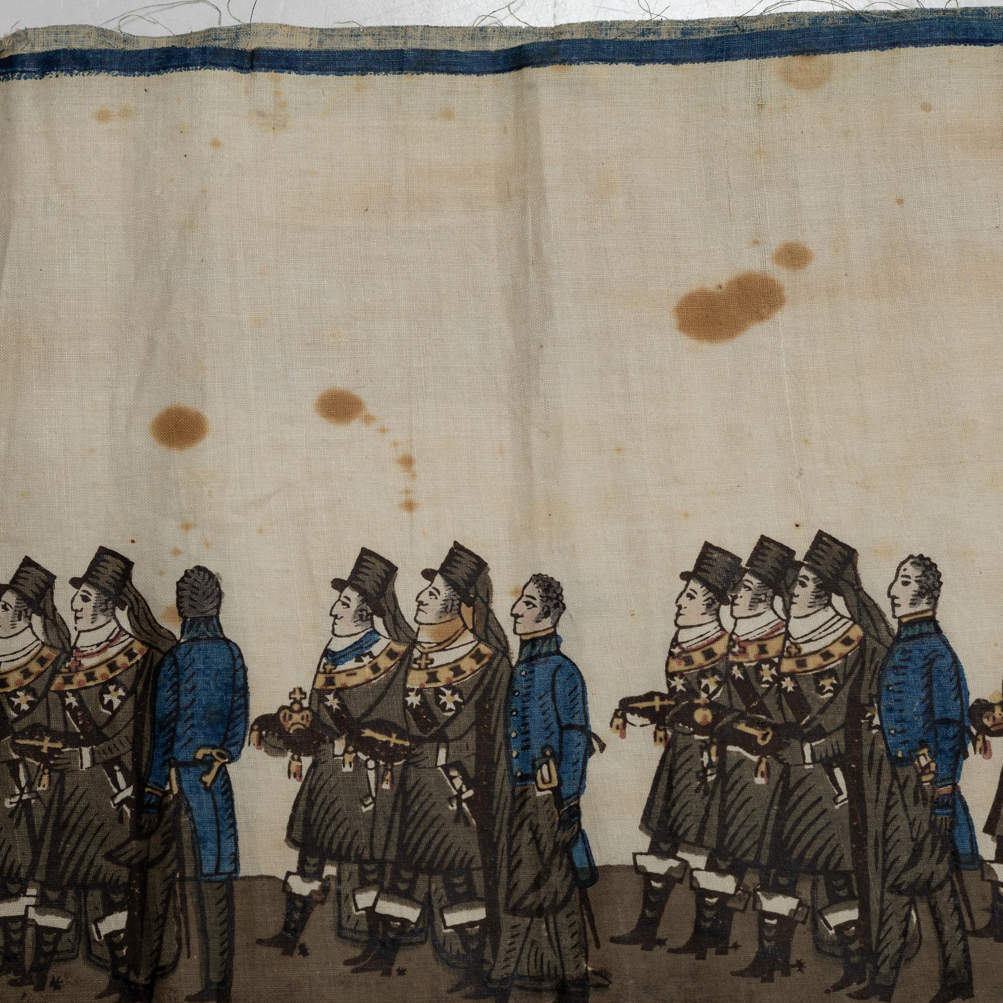 Minnesbonaden från 1844 över Karl XIV Johans begravningståg.