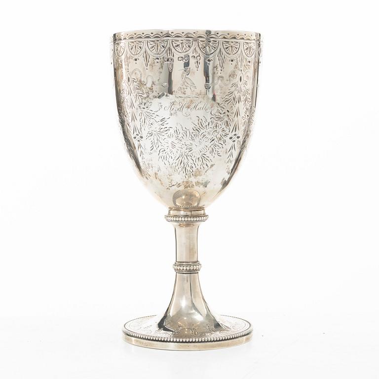 A British silver prize cup, mark of William Stocker, London, 1861.