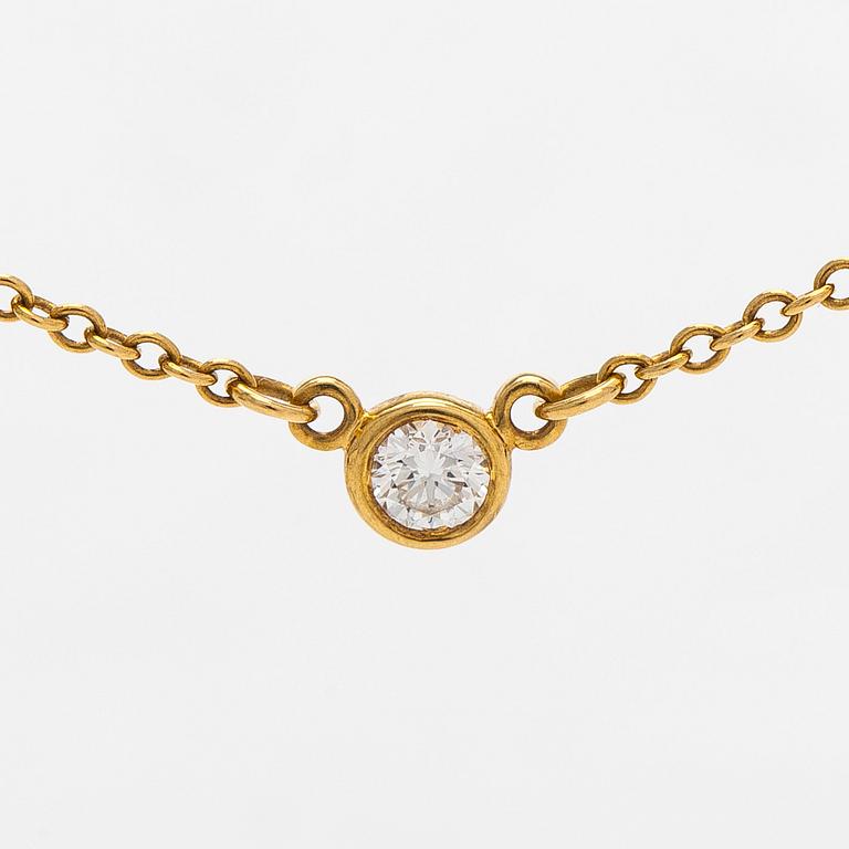 Tiffany & Co, Elsa Peretti, an 18K gold 'Diamonds by the Yard' necklace with a brilliant-cut diamond.