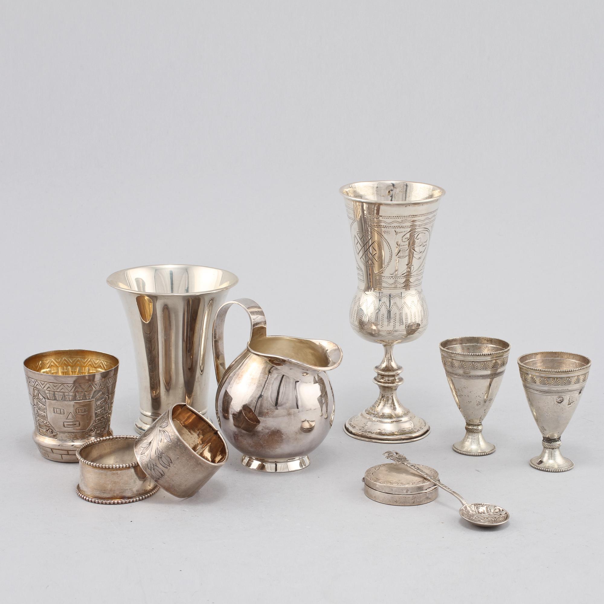 PARTI SILVER, 10 delar, 1900-tal. Vikt 365 g.