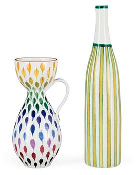 Two Stig Lindberg faience vases, Gustavsberg Studio 1940's-50's.