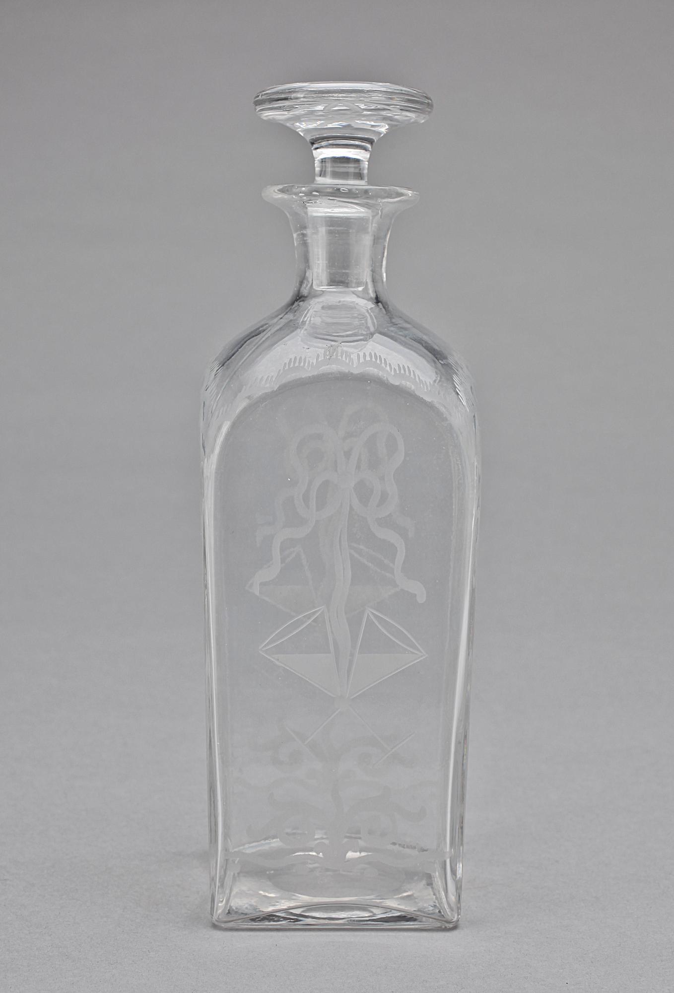 KARAFF MED PROPP, glas, Elme Glasbruk, Bacchus, 1920/30-tal.
