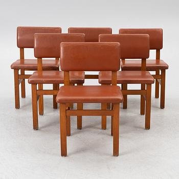 John Kandell, a set of six chairs, J. E. Blomqvist Möbelfabrik, Storvreta, for the Västervik Courthouse, ca. 1959.