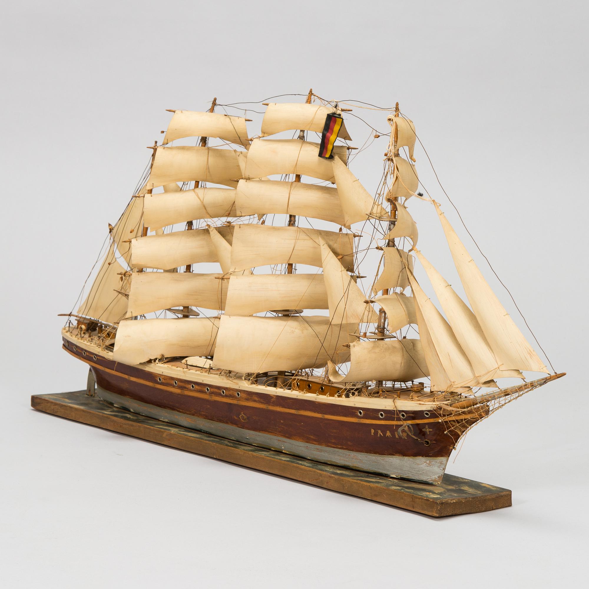 Model ship, four-masted barque "Pamir", early 20th century.