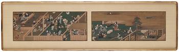 914. Okänd konstnär, diptyk, del av Makimono. Japan, Edo (1603-1868).