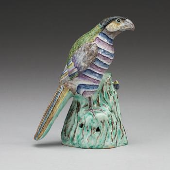 A famille rose figure of a hawk, Qing dynasty.