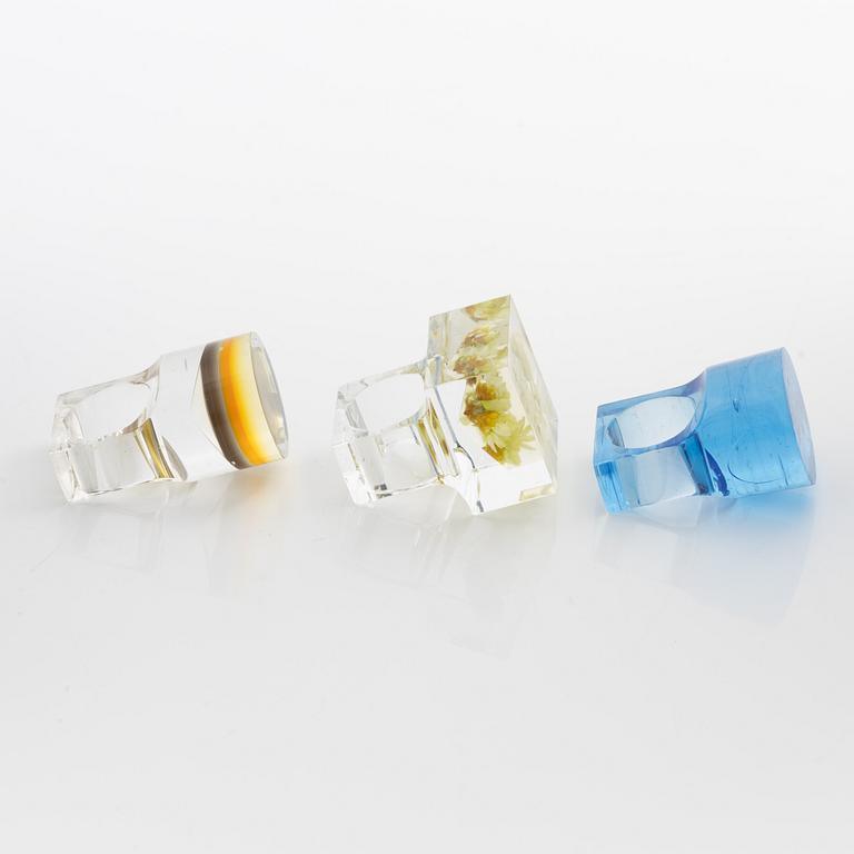 Siv Lagerström, three acrylic rings, 1970s.