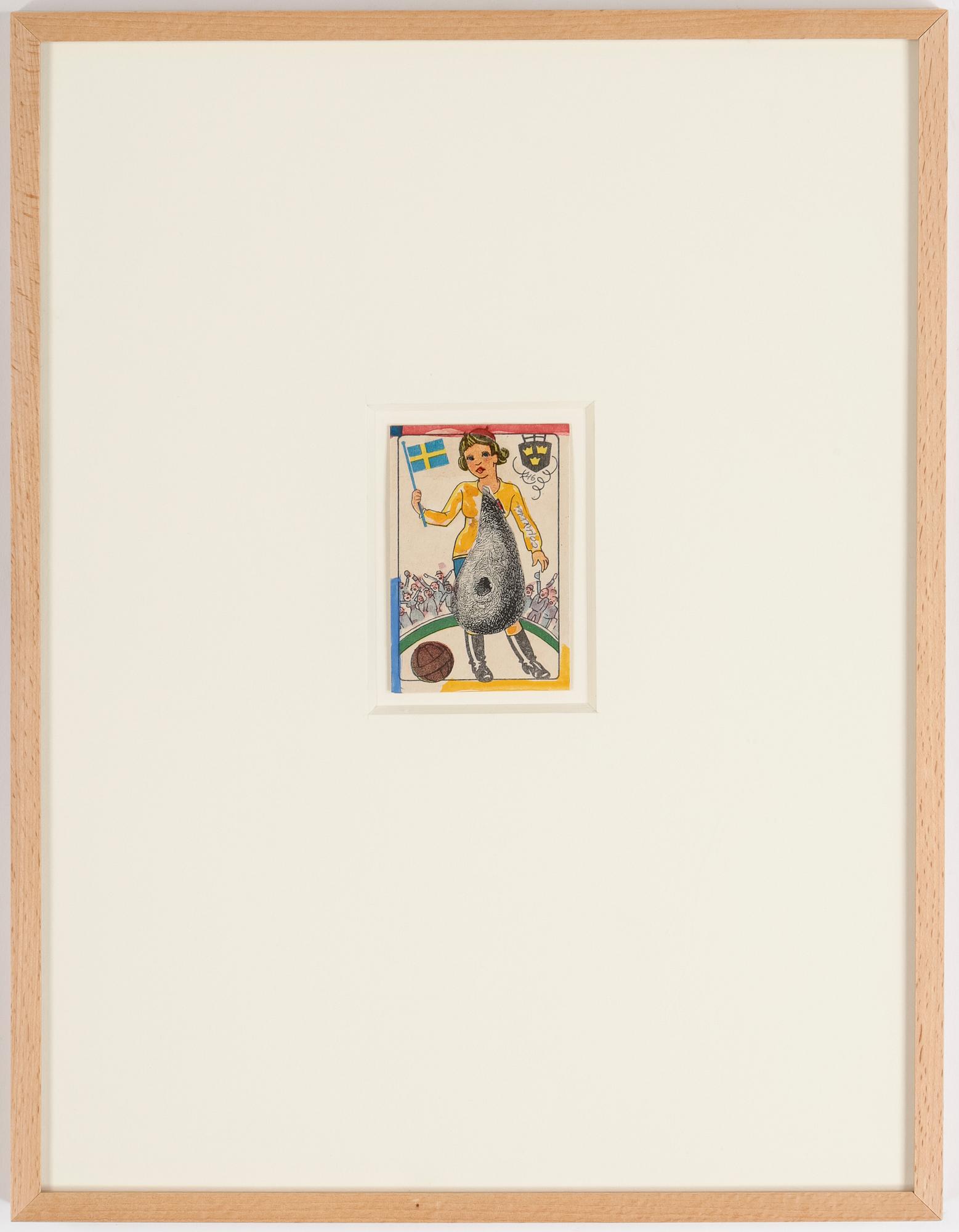 CARL OTTO HULTÉN, collage på spelkort. Signerad och daterad 1946.