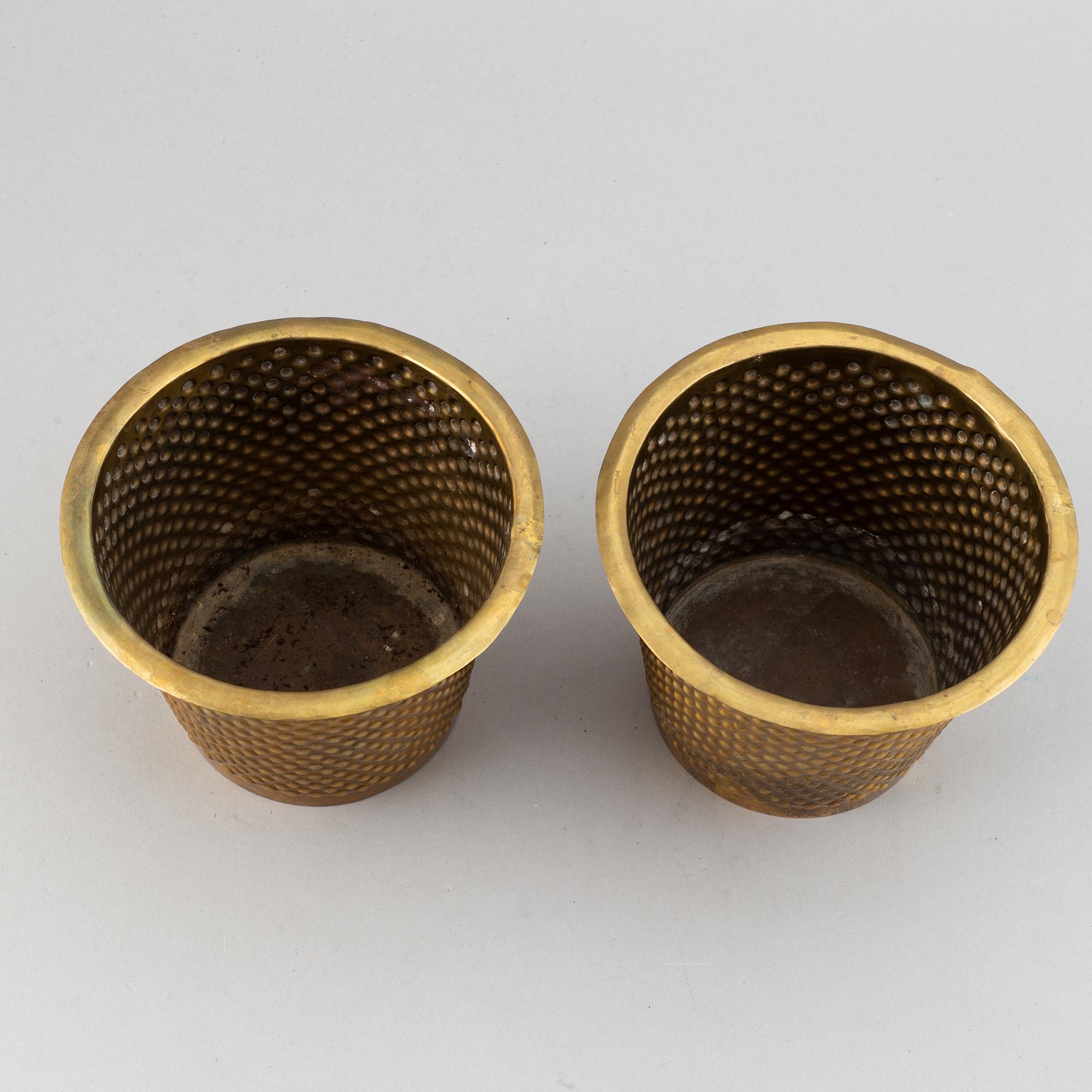 Josef Frank, a pair of 'Hortus' brass plant pots, Svenskt Tenn.