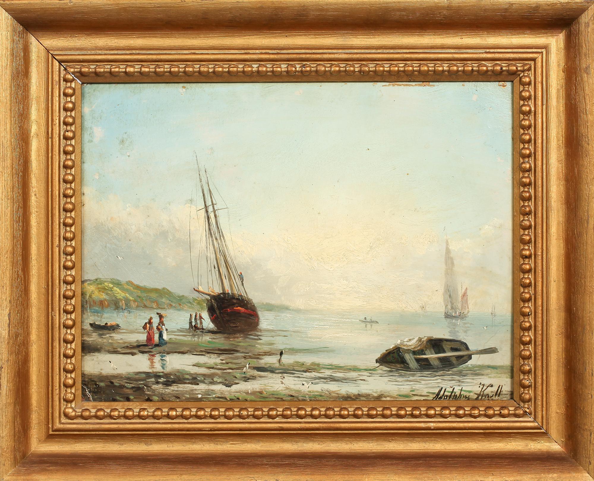 ADOLPHUS KNELL, olja på pannå, signerad.